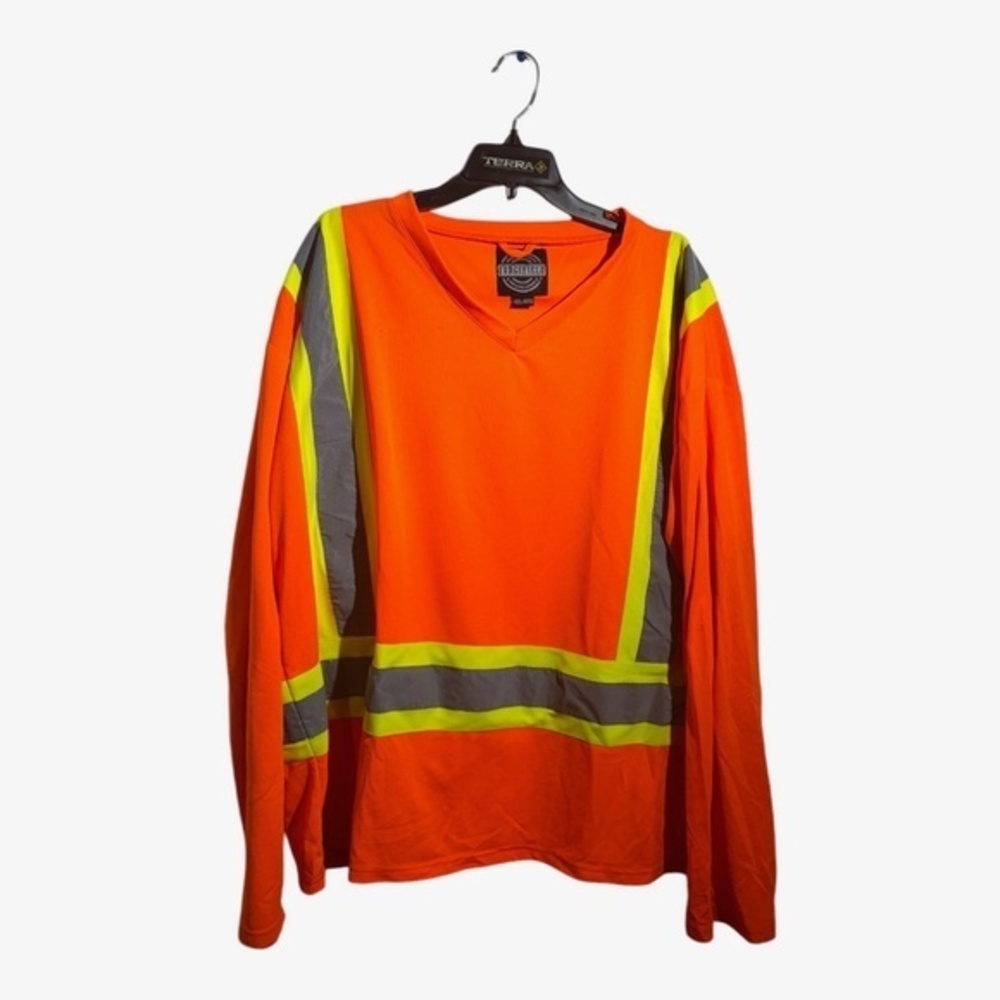 Forcefield Hi Vis V-Neck Long Sleeve Safety Shirt Orange Size 4XL